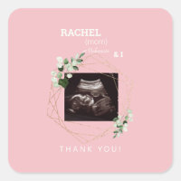 Pink White Ultrasound Photo Thank You Baby Shower
