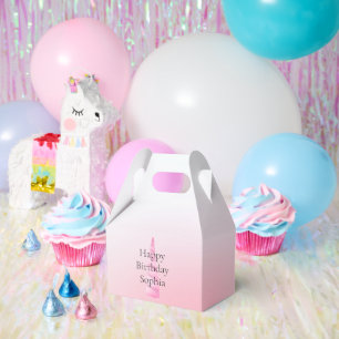 Pink White Unicorn Birthday  Favour Box