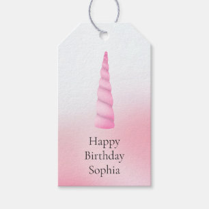 Pink White Unicorn Birthday Gift Tags