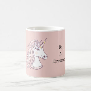 Pink White Unicorn Dreamer Coffee Mug