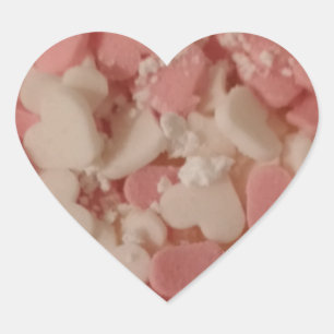 Pink White Valentine Hearts, Cake Decoration, Love Heart Sticker
