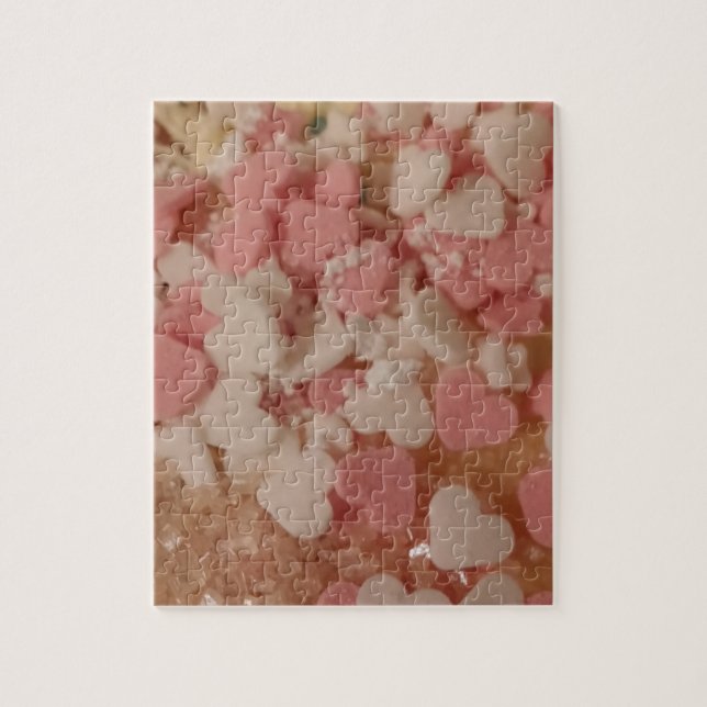 Pink White Valentine Hearts, Cake Decoration, Love Jigsaw Puzzle (Vertical)