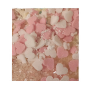 Pink White Valentine Hearts, Cake Decoration, Love Notepad