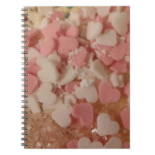 Pink White Valentine Hearts, Cake Decoration, Love Spiral Notebook
