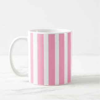 Pink & White Vertical Stripe Coffee Mug