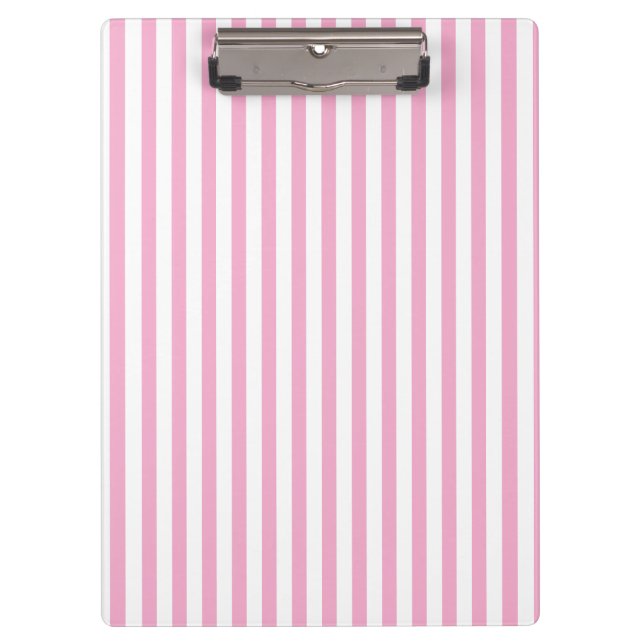 Pink White Vertical Stripe Pattern Design Clipboard (Front)