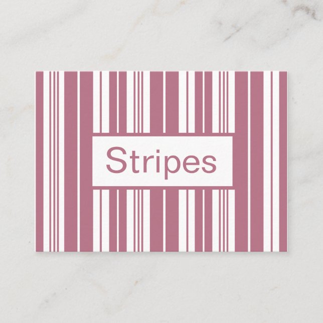 Pink White Vertical Stripes Pattern Business Card (Front)