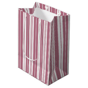 Pink White Vertical Stripes Pattern Medium Gift Bag