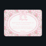 Pink & White Vintage Fancy Floral Baby Registry Enclosure Card<br><div class="desc">A charming blend of vintage elegance and playful femininity, this party decor collection features soft preppy florals paired with delicate coquette bows. Designed to feel timeless yet fresh, each piece brings a sweet, polished touch to your celebration. ★ Let me help you plan your next party! ★ If you need...</div>
