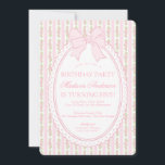 Pink & White Vintage Fancy Floral Birthday Party Invitation<br><div class="desc">A charming blend of vintage elegance and playful femininity, this party decor collection features soft preppy florals paired with delicate coquette bows. Designed to feel timeless yet fresh, each piece brings a sweet, polished touch to your celebration. ★ Let me help you plan your next party! ★ If you need...</div>