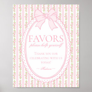 Pink & White Vintage Fancy Floral Favors Sign
