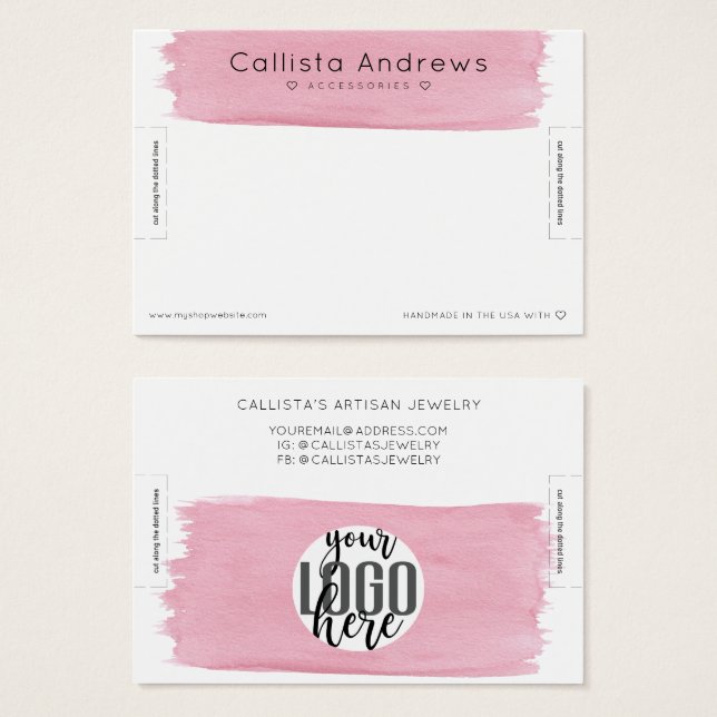 Pink White Watercolor Brushstroke Bracelet Display (Front & Back)