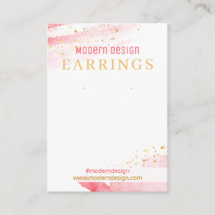 Pink White Watercolor Jewelry Display Packaging Business Card