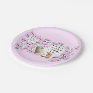 Pink White Wedding Celebration Custom Paper Plates