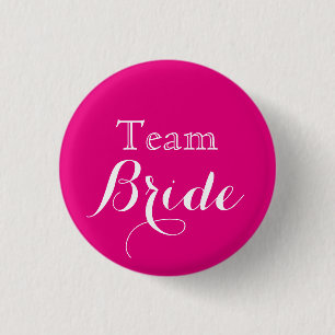 Pink White Wedding Team Bride 3 Cm Round Badge