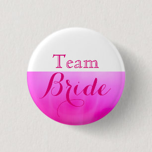 Pink & White Wedding Team Bride 3 Cm Round Badge
