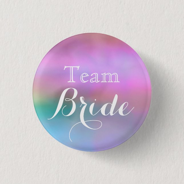 Pink White Wedding Team Bride Button (Front)