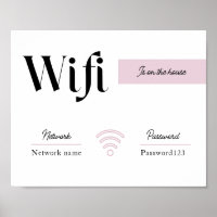 Pink & White Wifi Password and Network Sign