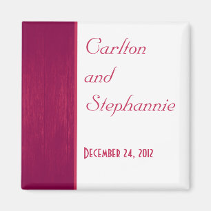 Pink/White Wood Grain Wedding Magnet