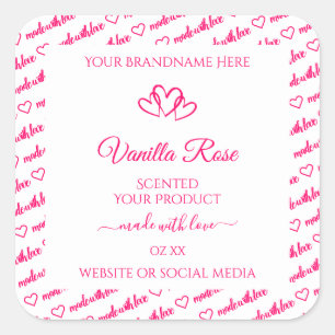 Pink White Word Cloud Frame Product Labels Hearts