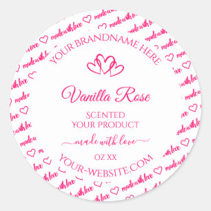 Pink White Word Cloud Frame Product Labels Hearts