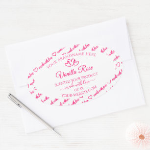 Pink White Word Cloud Frame Product Labels Hearts