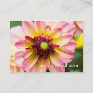 Pink, White & Yellow Dahlia Business Card