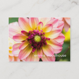 Pink, White & Yellow Dahlia Business Card