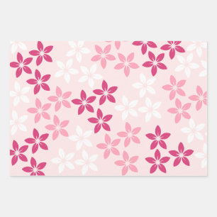 Pink White Yellow Purple Floral Pattern Wrapping Paper Sheet
