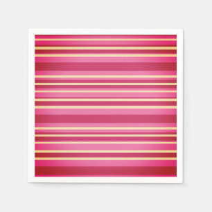 Pink White Yellow Stripes Paper Napkins