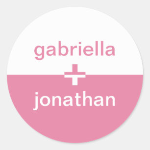 Pink white yin yang plus custom name favour seal