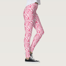 Pink & White Zebra Stripes Womens Capris Leggings