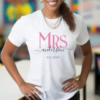 Pink Wife Bride Mrs Newlywed Wedding Anniversary T-Shirt