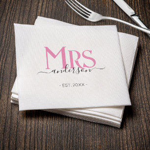 Pink Wife Bride Mrs Wedding Bridal Shower Napkin