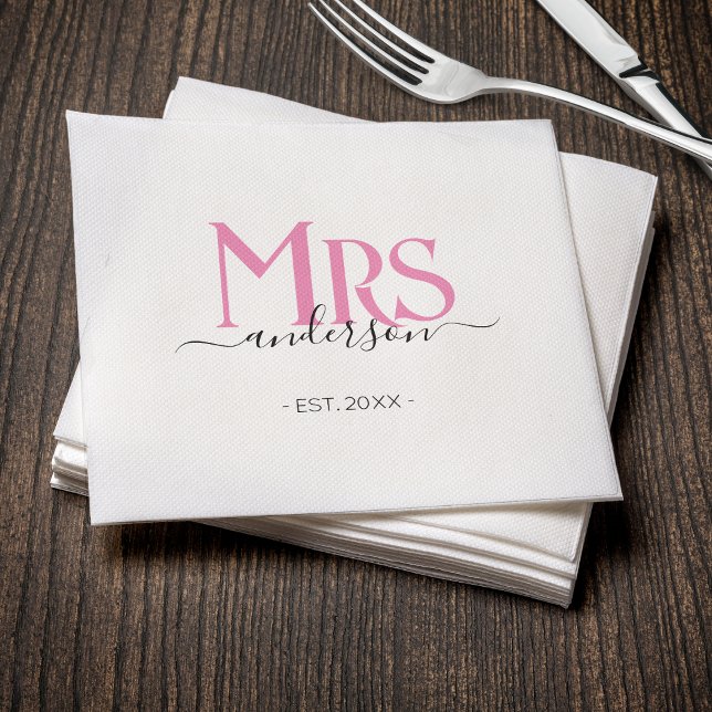 Pink Wife Bride Mrs Wedding Bridal Shower Napkin (Pink Wife Bride Mrs Wedding Bridal Shower Napkins
)