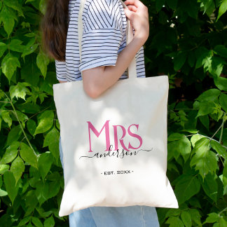 Pink Wife Bride Mrs Wedding Bridal Shower Tote Bag