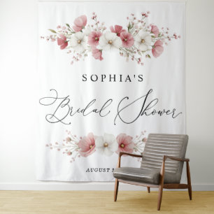 Pink Wild Flowers Bridal Shower Tapes Tapestry
