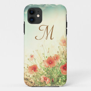 Pink Wild Flowers in Field Monogram IPHONE 5 Case