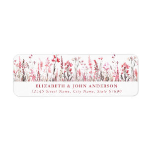 Pink Wild Flowers Return Address Labels