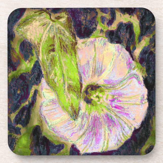 Pink Wild Morning Glory Flower Art Coaster (Front)