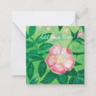 Pink Wild Rose blossom secret garden customisable Card