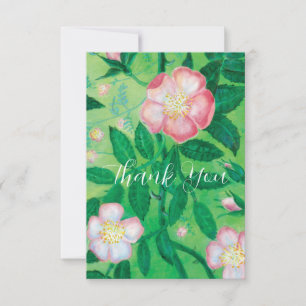 Pink Wild Rose blossom secret garden Thank You Card