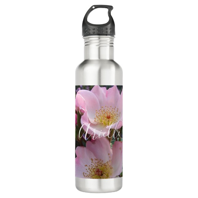 Pink Wild Rose Flower floral Photo 710 Ml Water Bottle (Front)