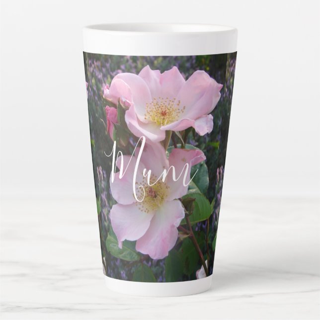 Pink Wild Rose Flower floral Photo Mom Mothers Day Latte Mug (Front)