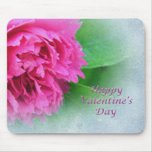pink wild rose happy valentine's day mouse pad
