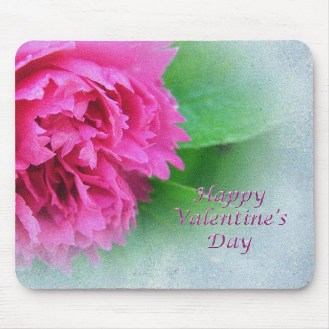 pink wild rose happy valentine's day mouse pad (Front)