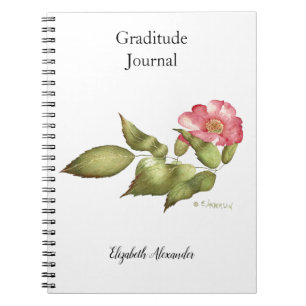 Pink wild rose watercolor flower notebook
