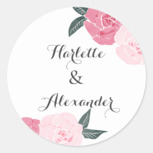 Pink Wild Roses Classic Round Sticker