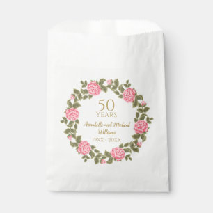 PINK WILD ROSES Floral Garland 50th Wedding Favour Bags