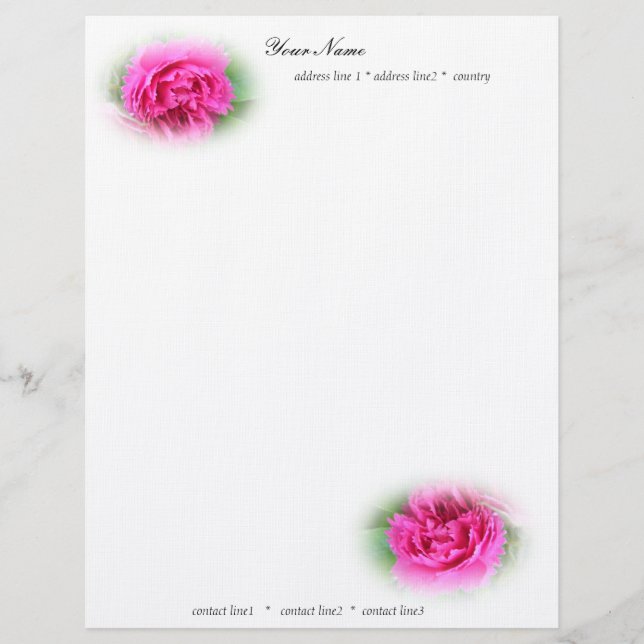 pink wild roses letterhead template (Front)